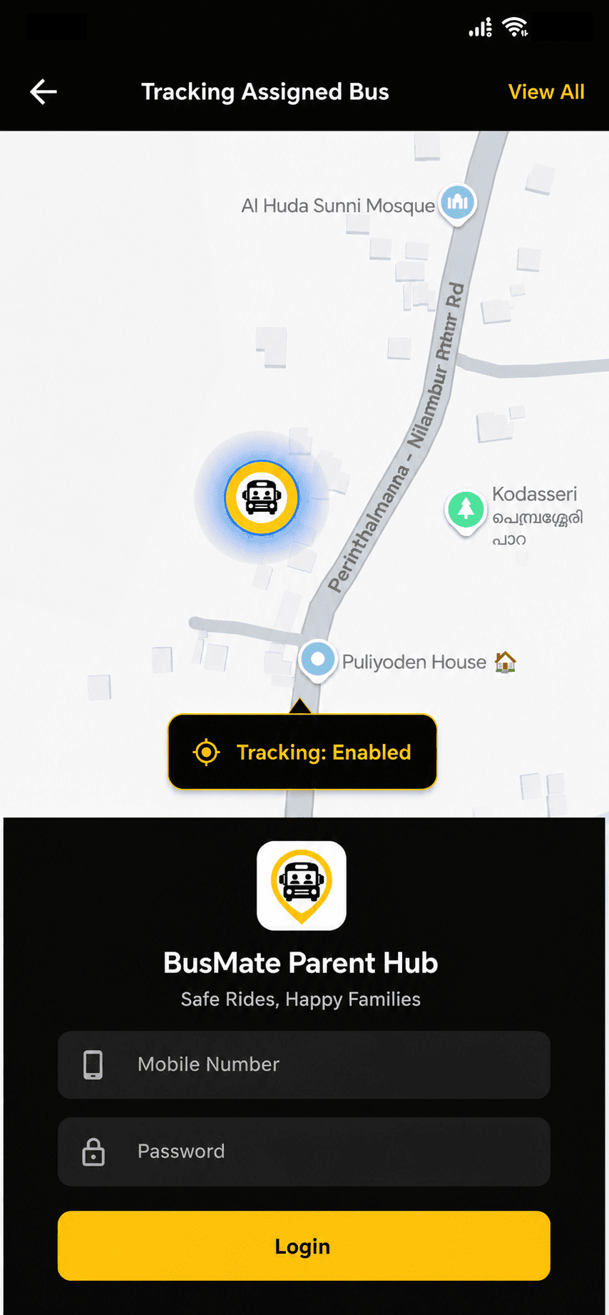 BusMate App Tracking Screen
